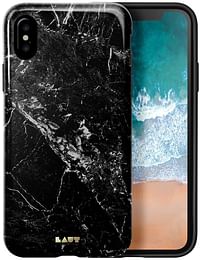 laut – huex عناصر لهاتف iPhone X مع حافظة حماية 360 ° | الرخام نمط, Marble Black