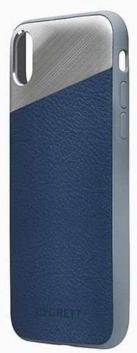 Cygnett Element Premium Genuine Slim Stylish Soft Leather With Aluminium Case, Full Protective Back Cover, With Anti Shock Core - For Apple iPhone Xs  / Apple iPhone X 5.8 inch - Navy