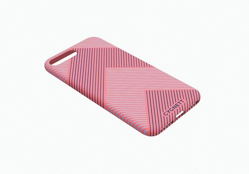 جراب TPU أنيق من Cygnett Skin مع إبراز نمط شريط شيفرون رفيع لهاتف Apple Iphone 7S Plus - وردي / أزرق ، Cy2269Cpski مقاس واحد