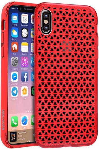 Promate Neo-X.red Stylish Shockproof Dual Layer Protective Case with Anti-Slip Grip For iPhone X/iPhone 10, Neo-X Red (Pack of 1)