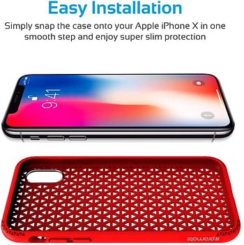 بروميت Neo-X.red حافظة حماية مزدوجة الطبقات مقاومة للصدمات مع مقبض مضاد للانزلاق لهاتف iPhone X/iPhone 10 ، Neo-X أحمر (عبوة من 1)