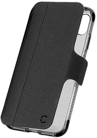 Cygnett- Protective Wallet Case, Military-grade protection, Magnetic close tab with Built-in credit card slot and Works with wireless charging - Compatible with iphone XS and X - Black  - Fabric - One size.
