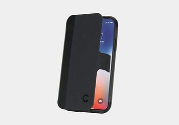 Cygnett- Protective Wallet Case, Military-grade protection, Magnetic close tab with Built-in credit card slot and Works with wireless charging - Compatible with iphone XS and X - Black  - Fabric - One size.