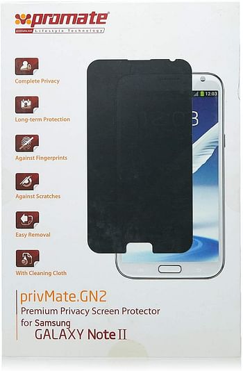 Promate Privacy Screen Protector For Samsung Galaxy Note 2 - Black - One Size