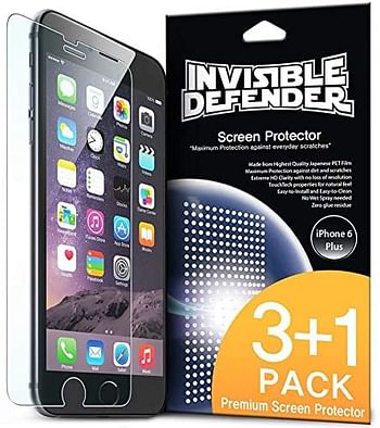 Rearth Invisible Defender Perfect Touch (HD) Screen Protector Film (4-Pack) for Apple iPhone 6 Plus | Clear | One size.