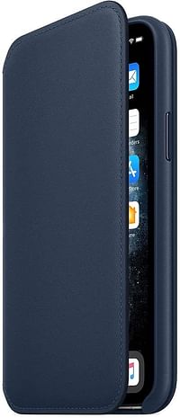 Apple Leather Folio (لجهاز iPhone 11 Pro) - أزرق بحري - مقاس واحد.