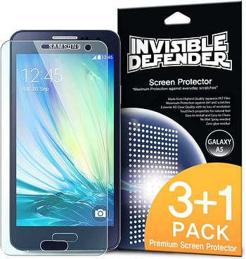 Rearth Pack of 4, Invisible Defender (HD) Clarity Screen Guard for Samsung Galaxy A5 RIDSGLXA5