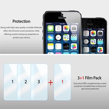 Rearth Pack of 4, Invisible Defender (HD) Clarity Screen Guard for Samsung Galaxy A5 RIDSGLXA5
