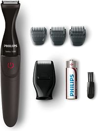 PHILIPS Multigroom Series 1000 Ultra Precise Beard Styler with DualCut Technology for Men, MG1100/16/Black/One Size