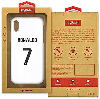 Stylizedd iPhone XS/iPhone X Snap Classic Matte Case Cover Matte Finish - Ronaldo Real Jersey - White , One Size