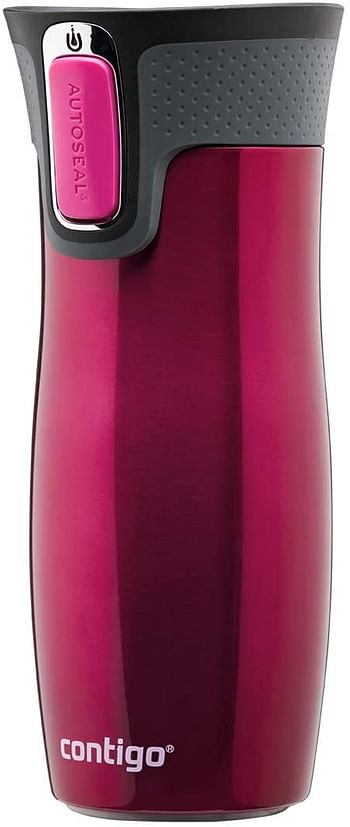 Contigo West Loop Autoseal Thermal Mug, Stainless Steel Insulated Mug, Coffee Mug To Go, BPA free, leak proof travel mug with easy-clean lid, keeps drinks hot for up to 5h, 470 ml