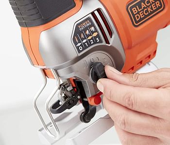 Black+Decker 650W 50Hz Pendulum Jig Saw with Saw Blade for Wood, Plastic & Sheet Metal, Orange/Black - BES610-GB