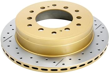 DBA DBA793X Street 4x4 Survival Series Gold Disc Brake Rotor (Cross-Drilled and Slotted) (Rear, Vented) | Multicolor