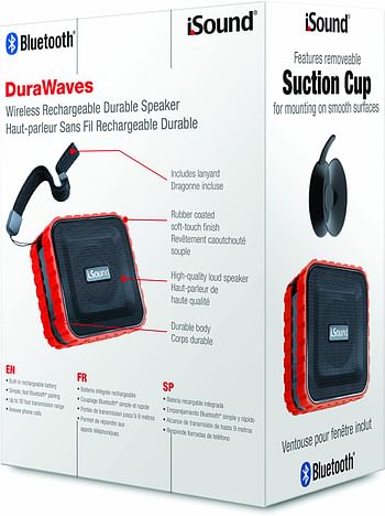 iSound DuraWaves Bluetooth Speaker, Red, ISOUND-5468