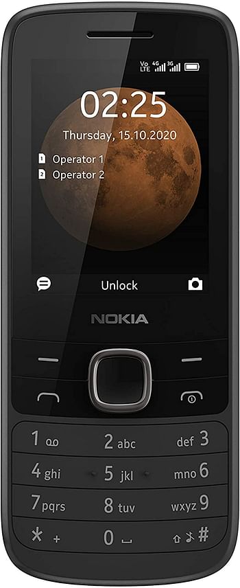 Nokia 225 4G Feature Phone with 4G, Dual SIM, long battery life, built-in camera, multiplayer games, high-performance keymat, separate function keys and premium finish – Charcoal