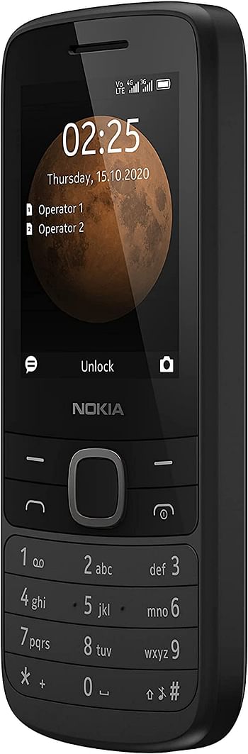 Nokia 225 4G Feature Phone with 4G, Dual SIM, long battery life, built-in camera, multiplayer games, high-performance keymat, separate function keys and premium finish – Charcoal