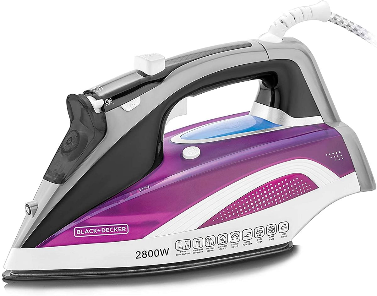 Black+Decker 2800W Digital Pre-Programmed Steam Iron, Anodized Sole Plate with Eco Mode, Multicolour - X2250-B5