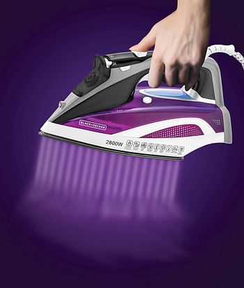 Black+Decker 2800W Digital Pre-Programmed Steam Iron, Anodized Sole Plate with Eco Mode, Multicolour - X2250-B5