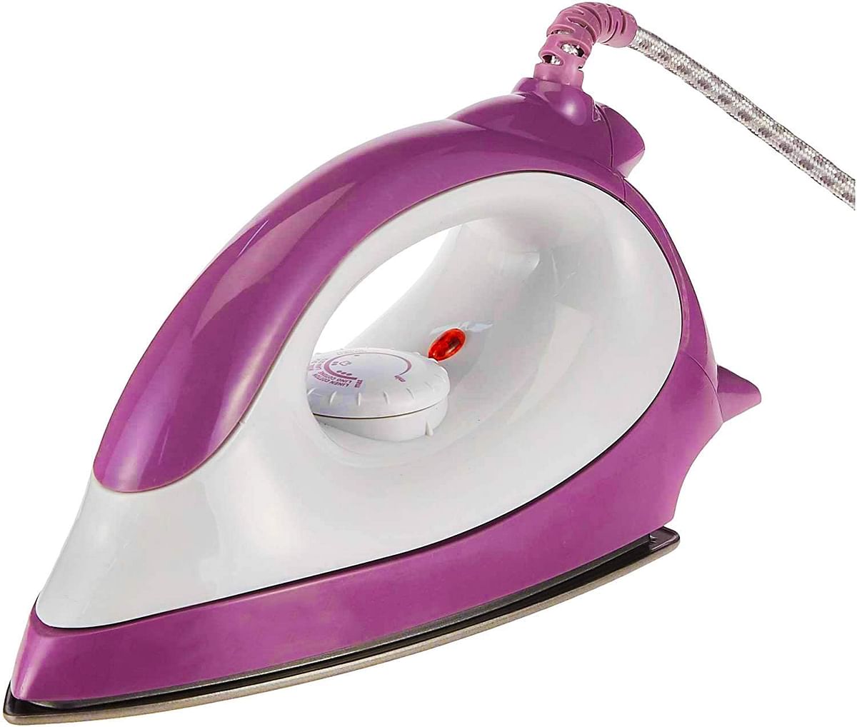 Impex IBD 501 1300W Electric Handheld Dry Iron Box with 180 degree plaint swivel cord Non Stick Coated Sole Plate Over heat Protection/Whit&pink/24 x 12 x 10 centimeters