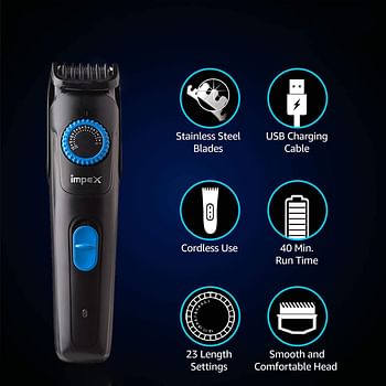 Impex Tidy-220 800mAh 3W Cordless Rechargeable Hair Trimmer Shaver for Men 50 mins Backup, Black