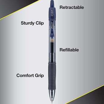 PILOT G2 Premium Refillable & Retractable Rolling Ball Gel Pens, Fine Point, Navy Blue Ink, 12-Pack (31187)