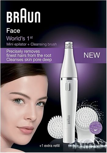 Braun Face 830 Facial Epilator and Facial Cleansing Brush Including Mirror and Beauty Pouch