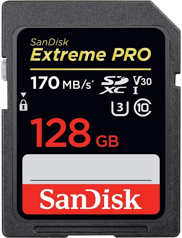 SanDisk 128GB Extreme Pro SDXC UHS-I Card - C10, U3, V30, 4K UHD, SD Card - SDSDXXY-128G-GN4IN 128 GB - Black