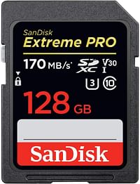 SanDisk 128GB Extreme Pro SDXC UHS-I Card - C10, U3, V30, 4K UHD, SD Card - SDSDXXY-128G-GN4IN 128 GB - Black