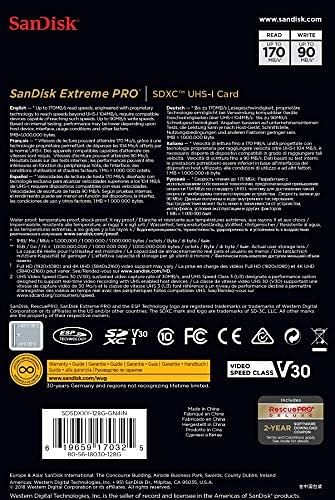 SanDisk 128GB Extreme Pro SDXC UHS-I Card - C10, U3, V30, 4K UHD, SD Card - SDSDXXY-128G-GN4IN 128 GB - Black