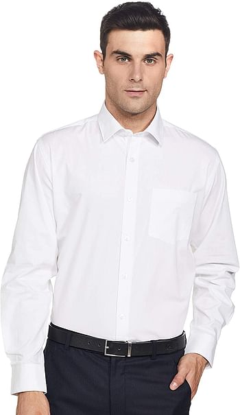 Symbol Men's Solid Regular Fit Full Sleeve Formal Shirt White & Lilac, 40