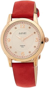 August Steiner Women's As8198Rd Rose Gold Quartz Watch With Rose Gold Dial and Red Suede Leather Strap, Analog Display 33 mm