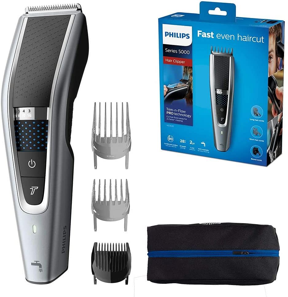 PHILIPS HC5630/13, Series 5000 Washable Hair Clipper, Grey/Black, One Size