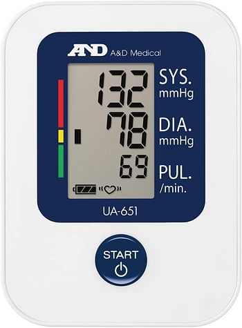 A&D Medical UA-651 Upper Arm Automatic Blood Pressure Monitor/White/6.8 x 9.6 x 13 centimeters