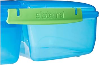 Sistema Lunch Triple Split Lunch Box with Yoghurt Pot -2 L, Blue