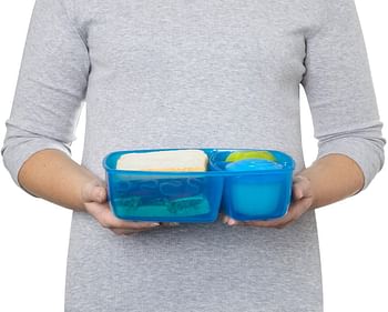 Sistema Lunch Triple Split Lunch Box with Yoghurt Pot -2 L, Blue