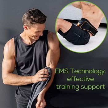حزام شد عضلات البطن EM37 من بورر | التحفيز الكهربائي للعضلات يحدد ويقوي عضلات البطن | 5 برامج تدريبية معدة مسبقاً | سماكة قابلة للتعديل | ملاءمة للخصر قابلة للتعديل من 70 سم إلى 140 سم/ EM37 / أسود