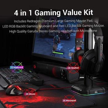 Redragon S101 Wired RGB Backlit Gaming 4 in 1 Combo Black