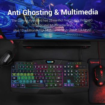 Redragon S101 Wired RGB Backlit Gaming 4 in 1 Combo Black