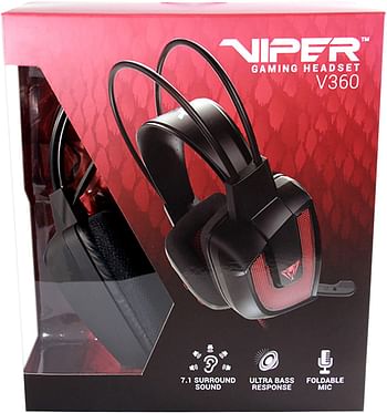 Patriot Viper V360 7.1 Virtual Surround Sound Gaming Headset (Pv3607Umlk) /Black/One Size
