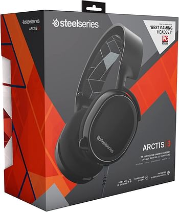 SteelSeries Arctis 3 (2019 Edition) All-Platform Gaming Headset for PC, PlayStation 4, Xbox One, Nintendo Switch, VR, Android, and IOS - Black (Electronic Games)/Arctis 3/Black/Wired