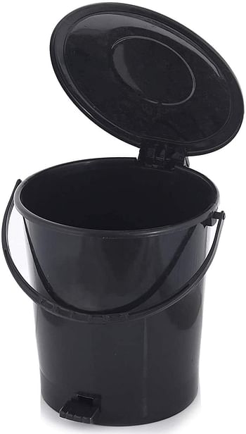 KUBER INDUSTRIES Plastic Dustbin Garbage Bin with Handle, 10 Liters, Black
