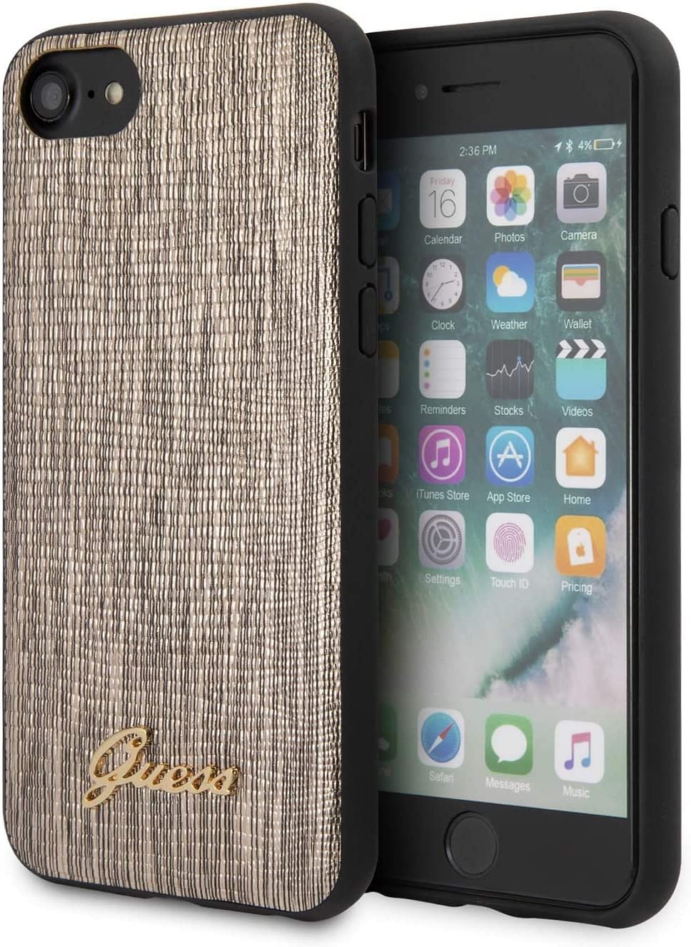 Guess PU Lizard Print Case with Metal Logo for iPhone SE 2 - Gold/one size