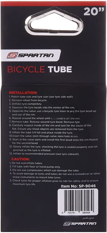 Spartan Bicycle Tube 20", Black/20 Inch