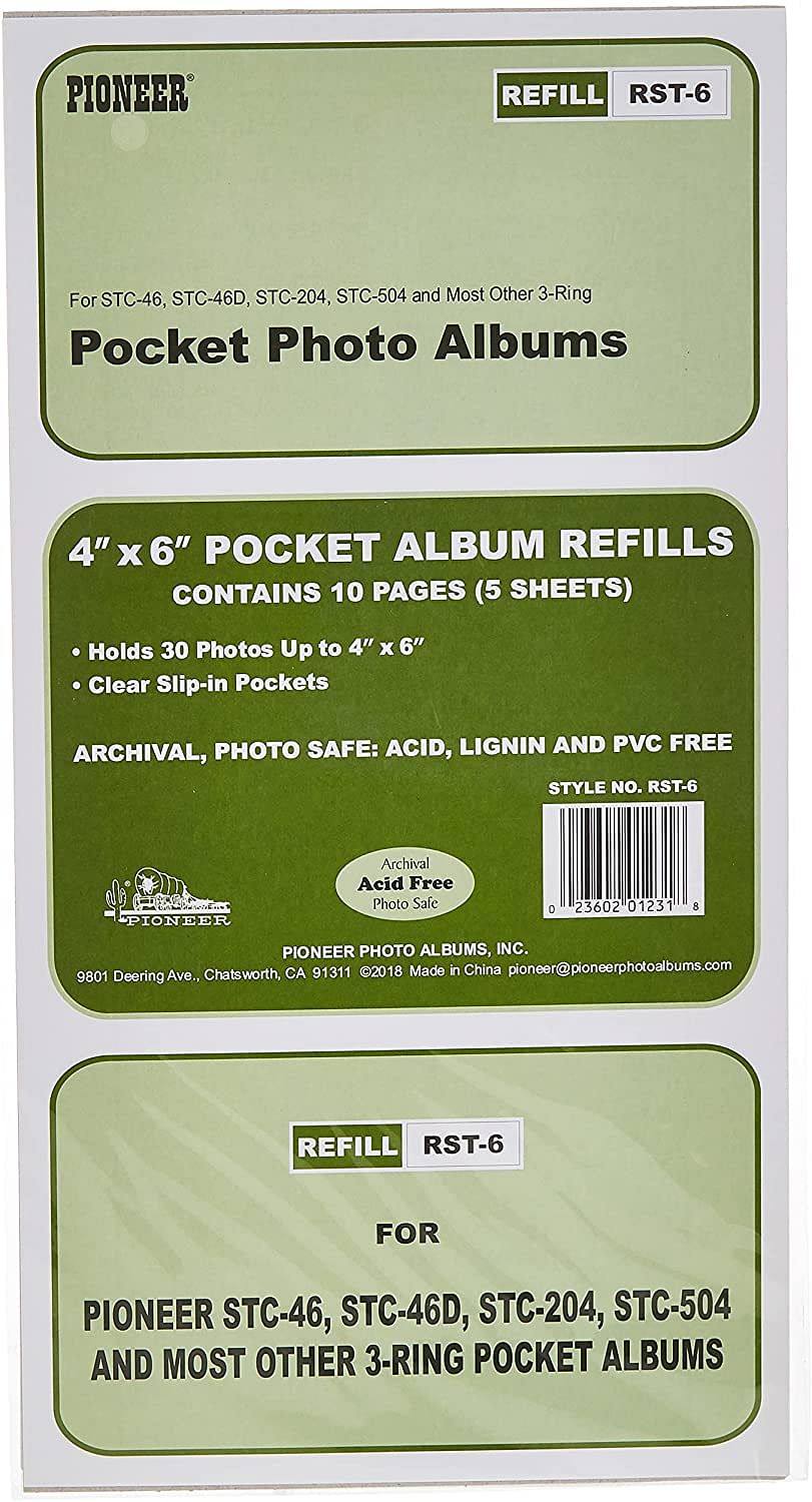 Refill Pages for STC-46, STC-46D, STC-204 and STC-504 Photo Albums 30 Pockets Hold 4x6 Photos - White