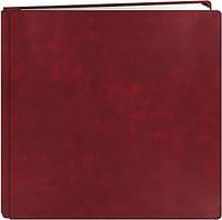 Pioneer FTM-12LBURG 12 Inch by 12 Inch Postbound Leather Family Treasures Memory Book, Burgundy/Red