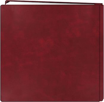 Pioneer FTM-12LBURG 12 Inch by 12 Inch Postbound Leather Family Treasures Memory Book, Burgundy/Red