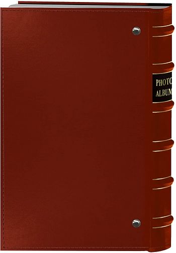 Pioneer Photo 204-Pocket Ring Bound Photo Album for 4 by 6-Inch Prints, Red Bonded Leather with Gold Accents Cover/Red