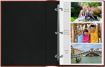 ألبوم صور Pioneer Photo 204-Pocket Ring Bound لـ 4 في 6 بوصات، جلد أحمر مربوط مع غطاء بلمسة ذهبية/Red