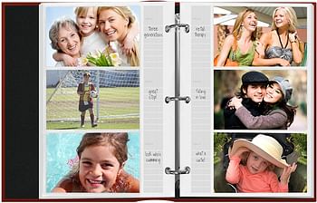 Pioneer Photo 204-Pocket Ring Bound Photo Album for 4 by 6-Inch Prints, Red Bonded Leather with Gold Accents Cover/Red