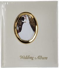 البوم صور Pioneer 200 جيب البوم العاجي غطاء مويير مع إطار بيضاوي ذهبي نغمة ألبوم زفاف مطبوع 10.16 سم × 15.24 سم/Beige/4 x 6 inch